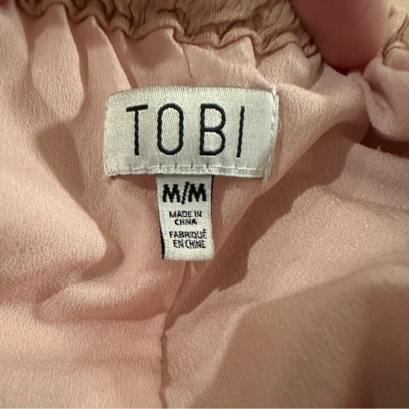 TOBI Flowy Tunic / Off Shoulder Mini Dress Boho Hippie Embroidered Floral Pink M - Picture 5 of 7